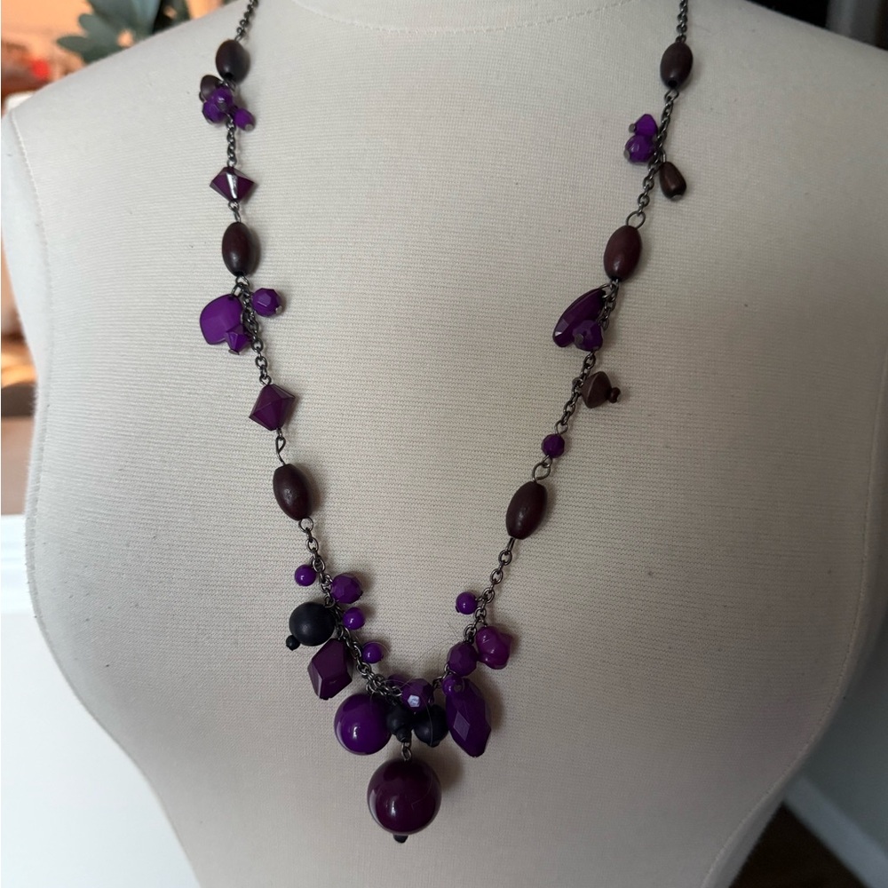Premier Design purple Plumberry Beaded Chain 28" Necklace